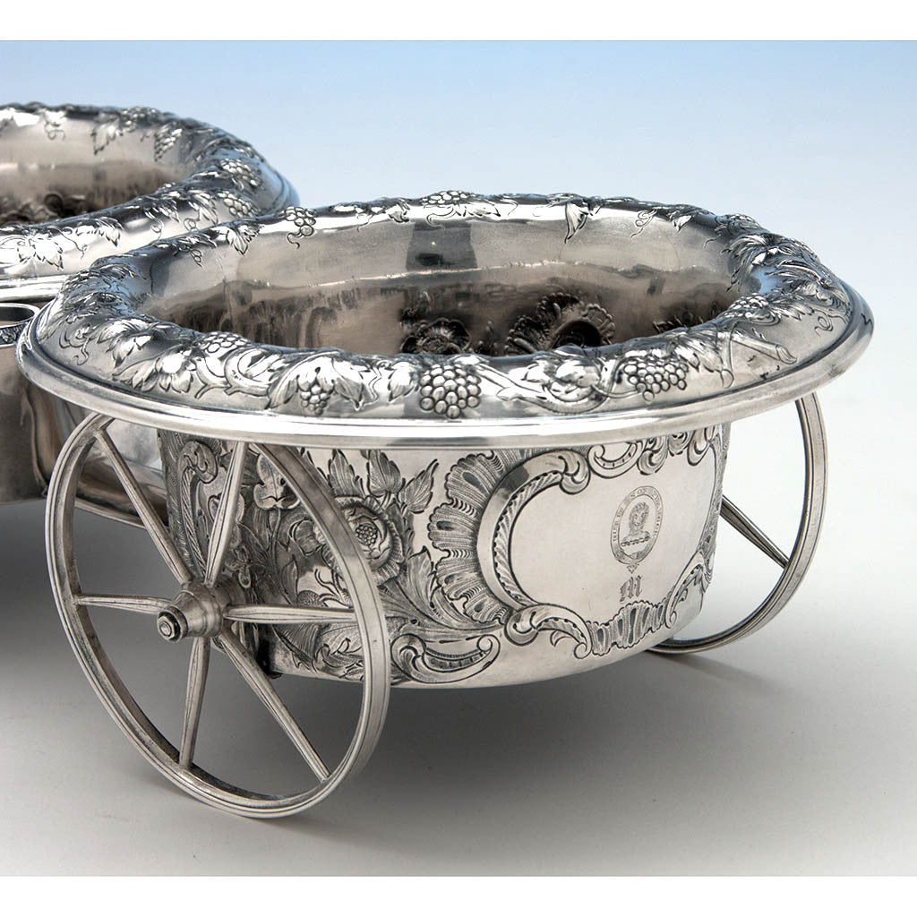 Back of Francis W. Cooper American Coin Silver Wine Wagon or Trolley, New York City, 1849-54