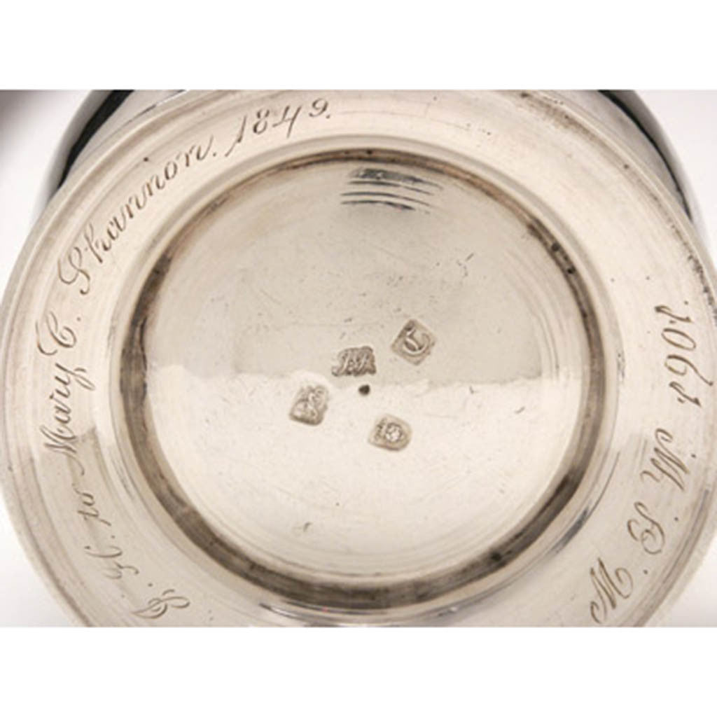 Marks on George II Sterling Silver Mug by John Payne, London, c. 1758/09