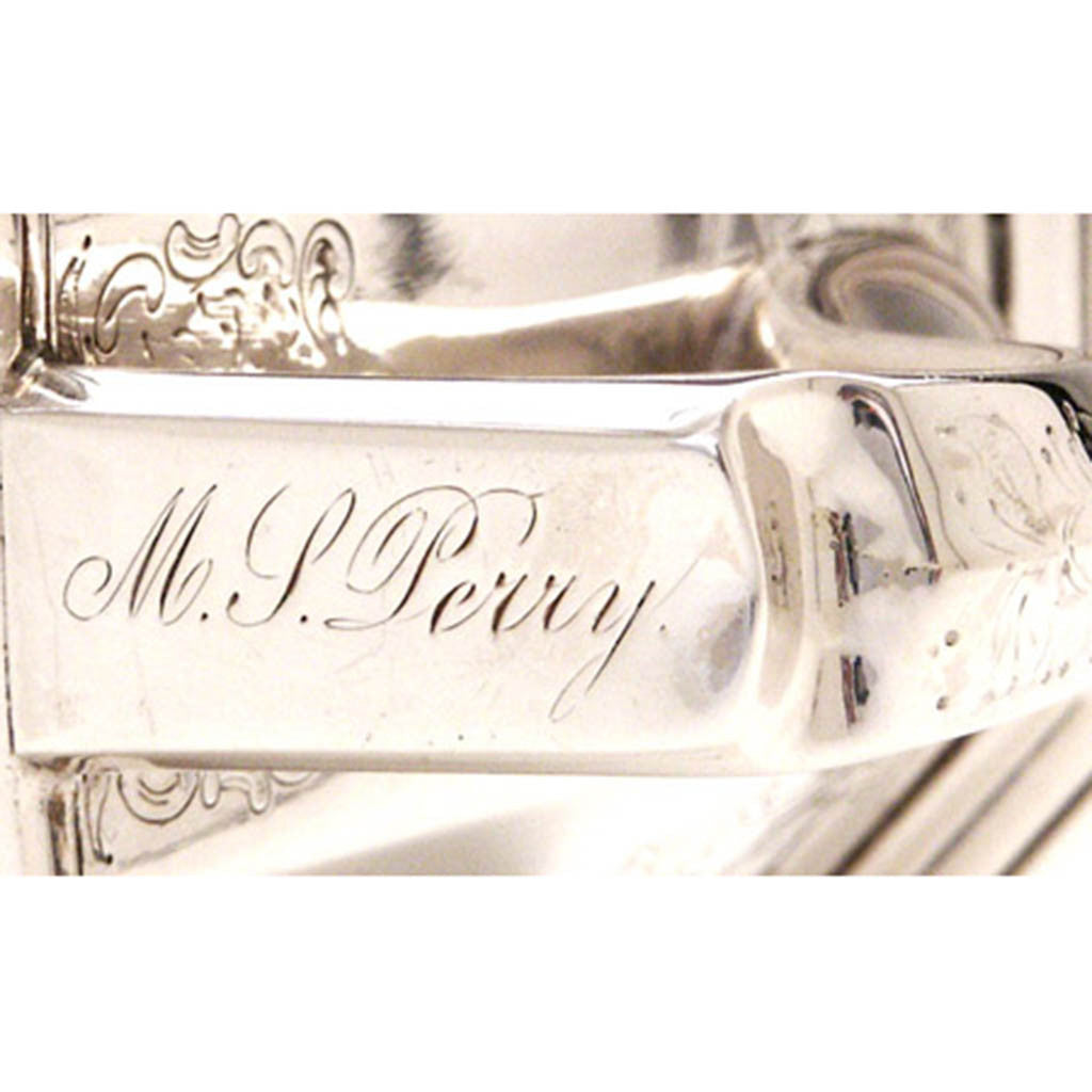 Engraving on Obadiah Rich Antique Coin Silver Cream Jug, Boston, c. 1840&#39;s 