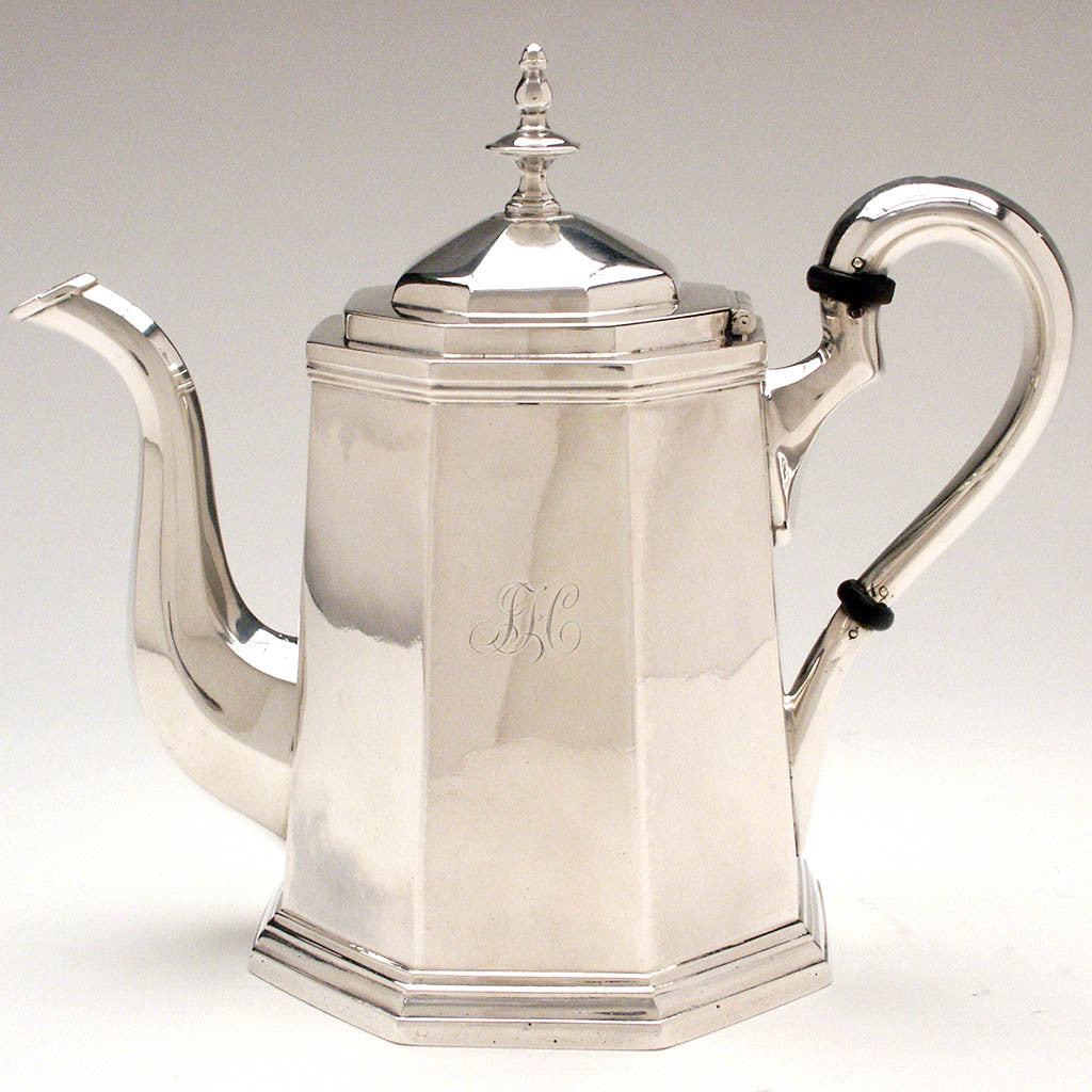 Newell Harding Antique Sterling Silver Coffee Pot, Boston, c. 1840's