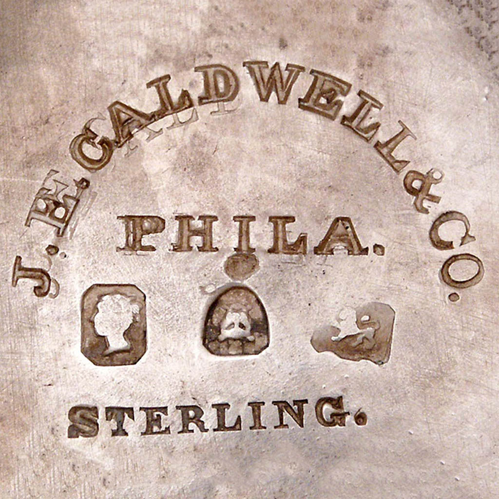 Marks on Rogers and Wendt Sterling Silver Classical Ewer, Boston, retailed by J.E. Caldwell of Philadelphia, c. 1855-60