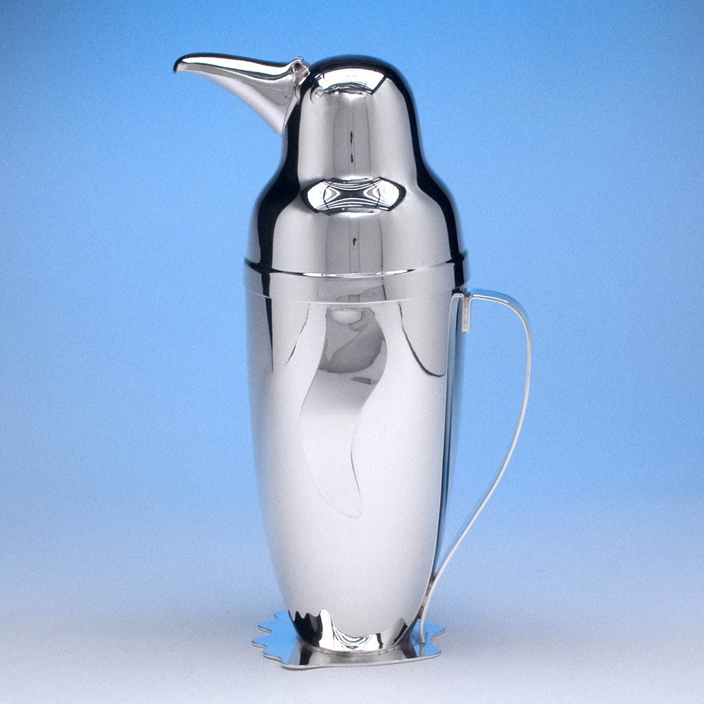 Napier Company Penguin-form Silver Plate Cocktail Shaker, c. 1940