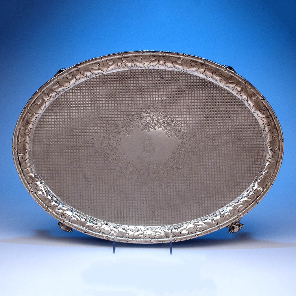 S. Kirk & Son 11oz Silver Footed Salver or Tray Bearing the arms of John Hanson Thomas, c. 1859