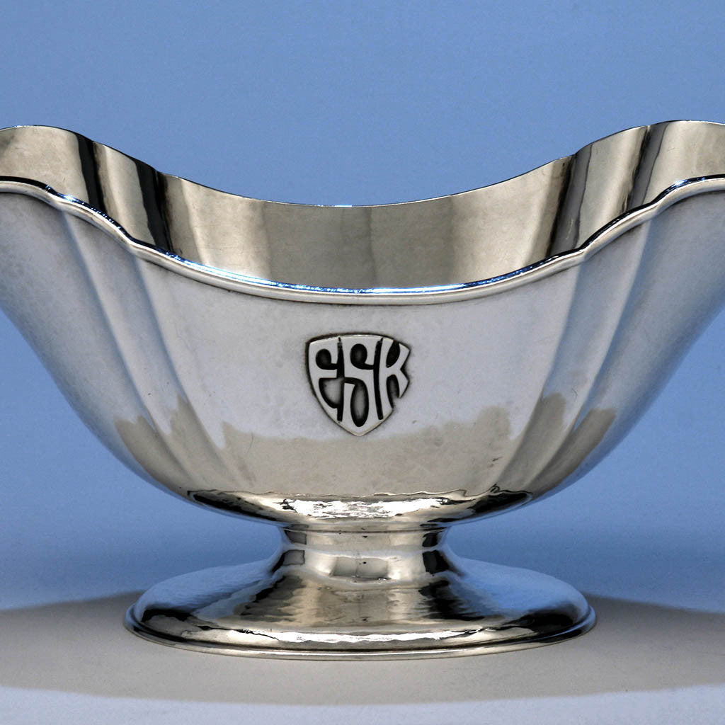Monogram on Falick Novick Arts &amp; Crafts Sterling Silver Gravy Boat, c. 1930&#39;s