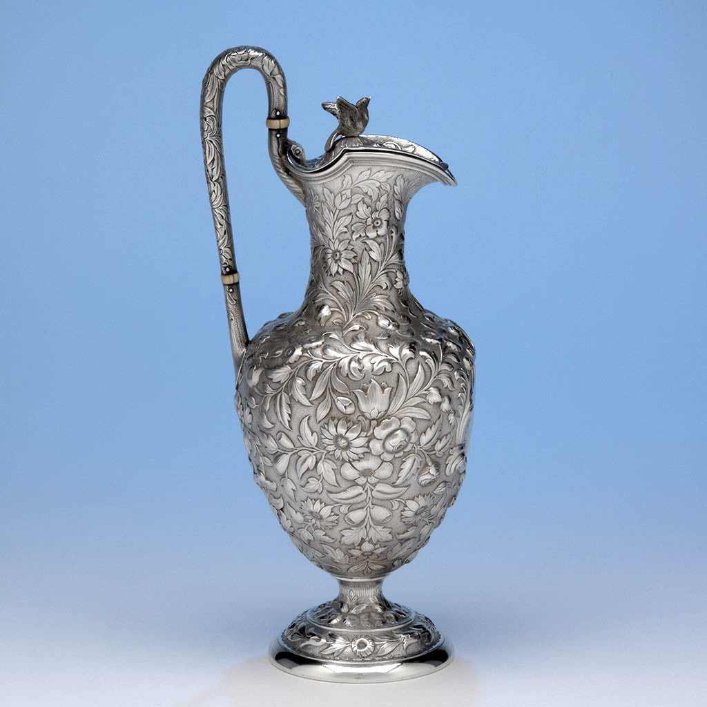 Lewis E. Jenks Antique Sterling Silver Hot Milk Jug, Boston, 1872-75