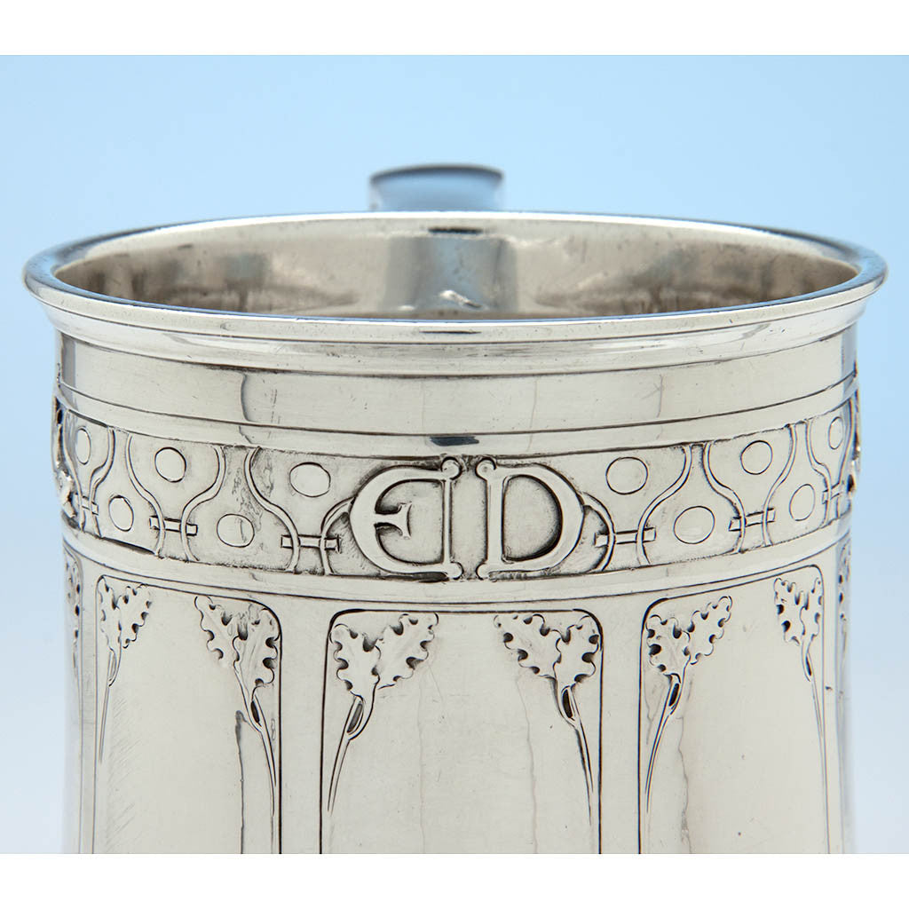 Monogram on Arthur Stone Sterling Silver Arts &amp; Crafts Edward Dane Zodiac Child&#39;s Cup, 1907