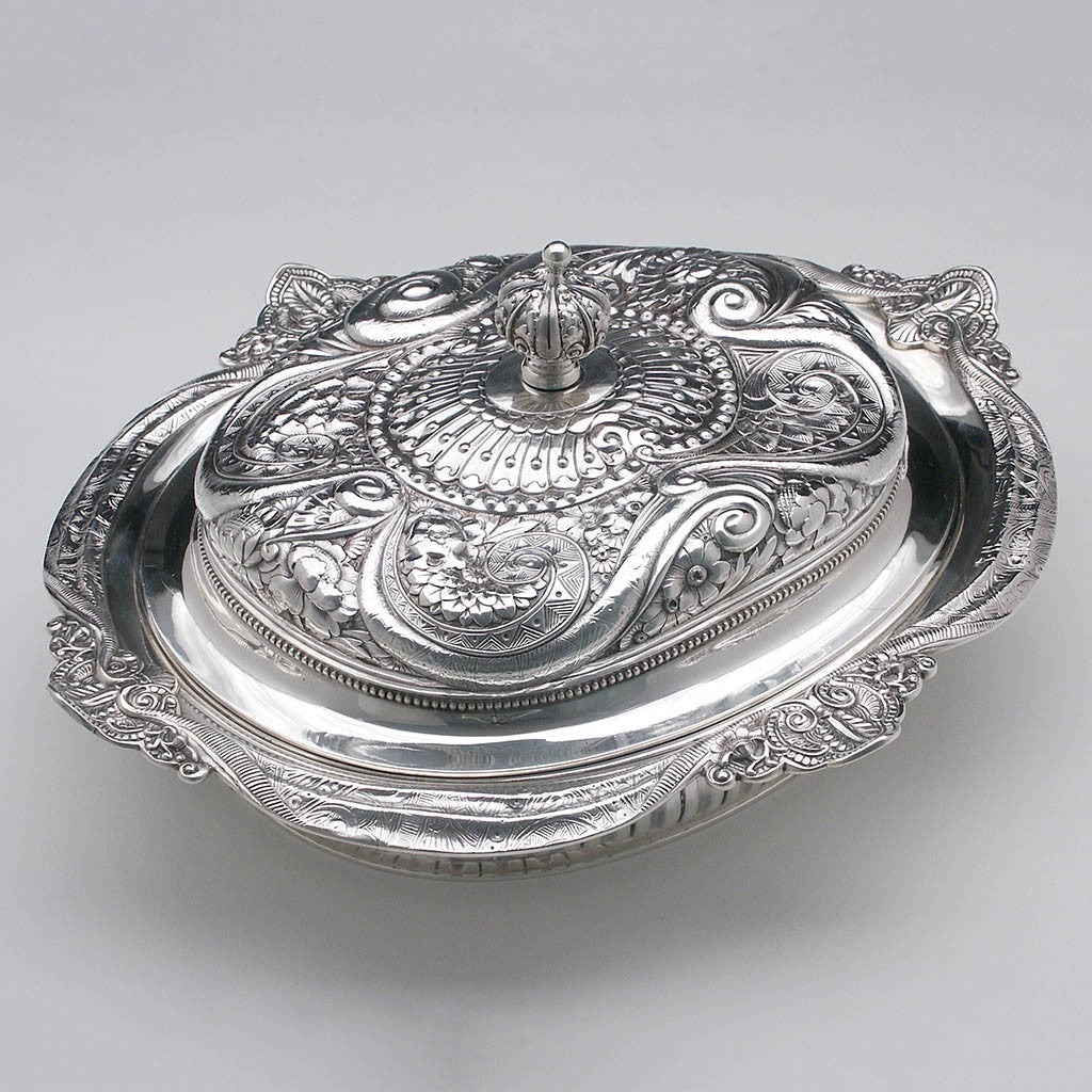 Top of Gorham Antique Sterling Silver Aesthetic Movement Prototype Vegetable Dish, Providence, RI, c. 1888