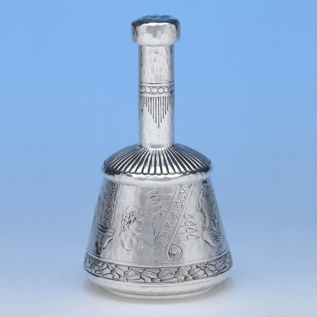 George Shiebler 'Homeric' Medallion Sterling Silver Perfume or Scent Bottle, c. 1880's
