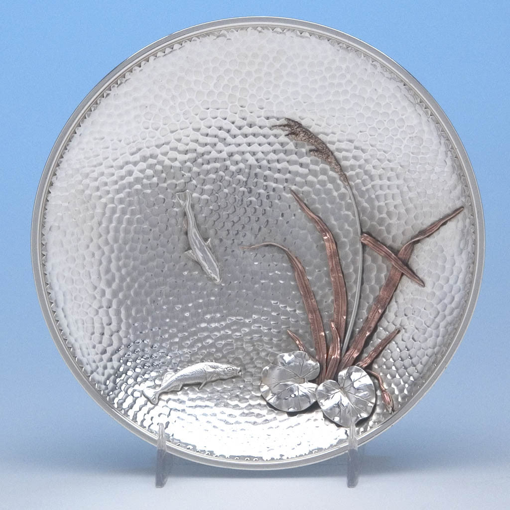 Gorham Aesthetic Movement Sterling and Copper Mixed-Metal Dish in the Japanese Taste, c. 1880