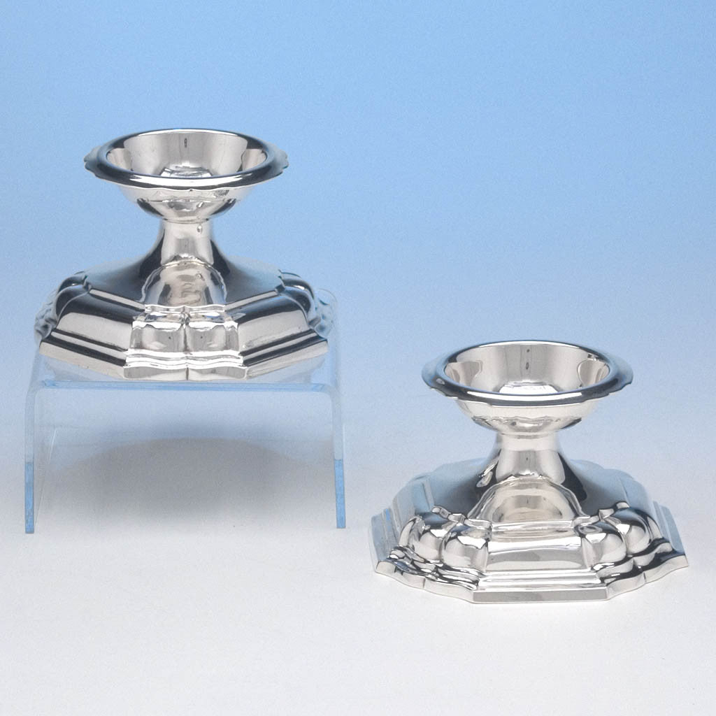Arthur Stone Pair of Sterling Silver Master Salt Dishes, Gardner, MA, c. 1922-32