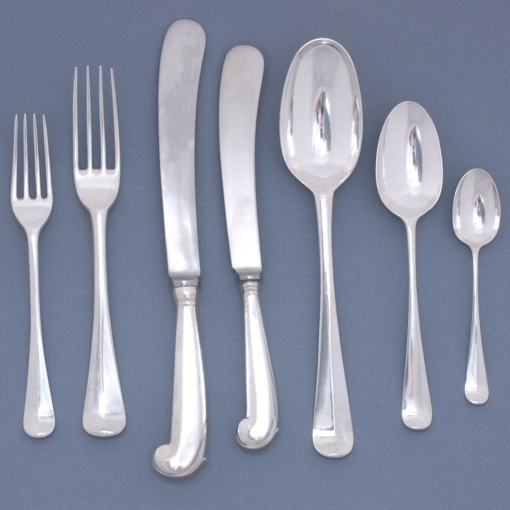 Irish 'Hanoverian' Pattern Sterling Silver George II/III Flatware Service for 12, 1738 and later