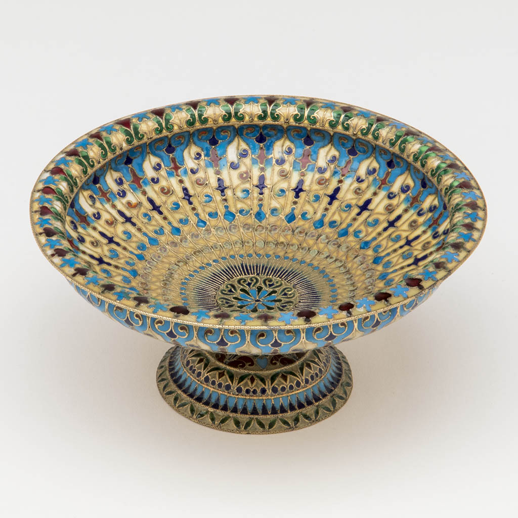 Gorham Antique Sterling and Plique-A-Jour Enamel Vase or Dish, Providence, RI, 1893