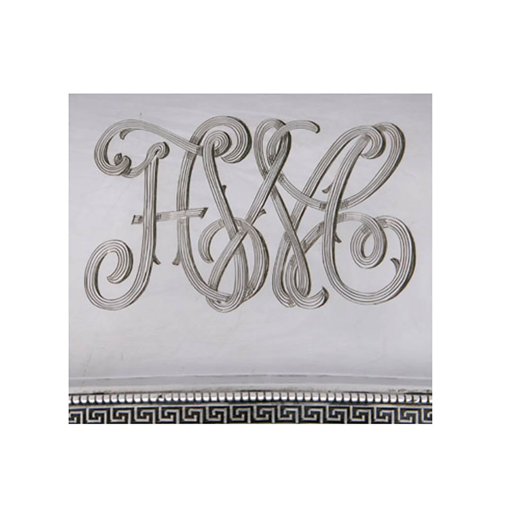 Monogram on Tiffany &amp;amp; Co Sterling Silver Serving Platter with Dome, 1856-70