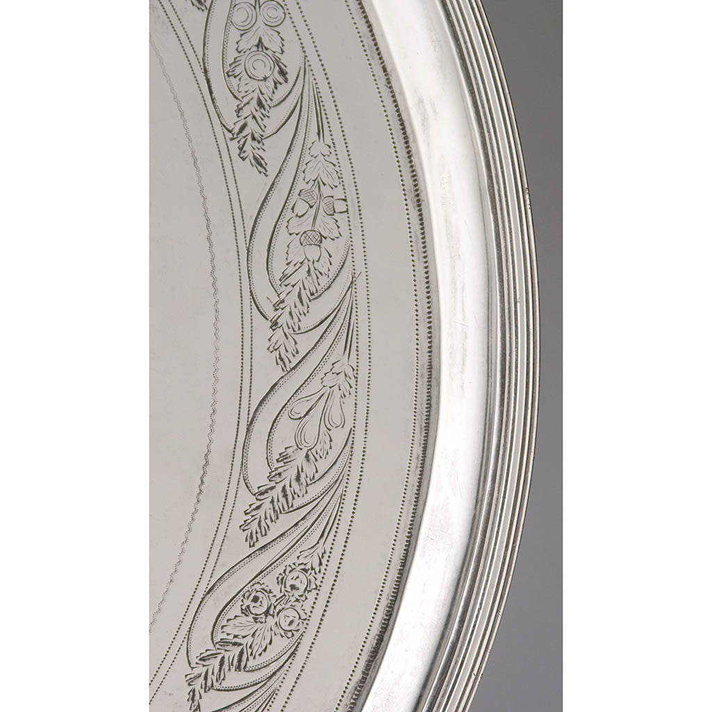 Engraving on Thomas Warner - The Hollingsworth/ Morris Family Large Round American Silver Tray, Baltimore, c. 1805