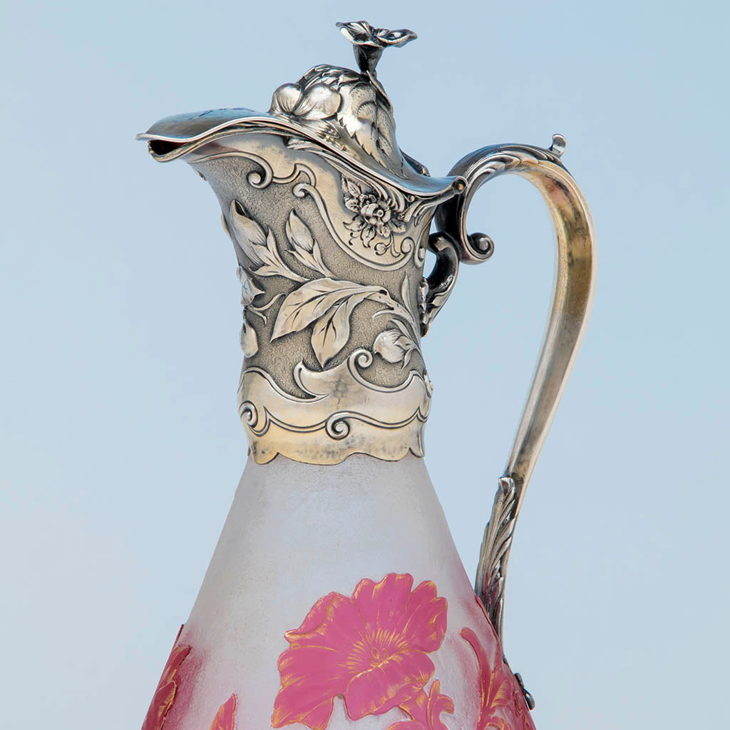 Spout to Gorham Sterling Mounted Daum Nancy Decanter, Providence, RI, 1886