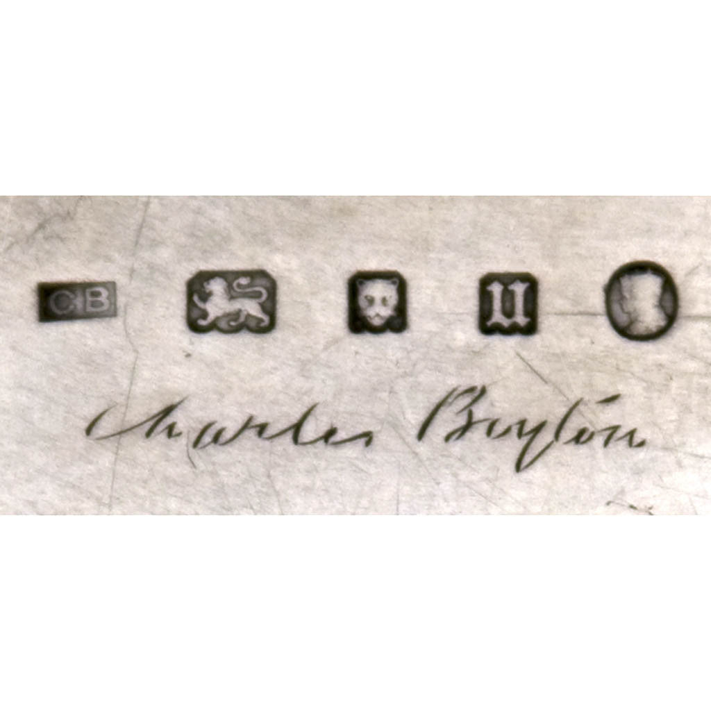 Marks on Charles Boyton English Art Deco Sterling Silver Coffee Service on Tray, London, 1932/33, the tray 1935/36