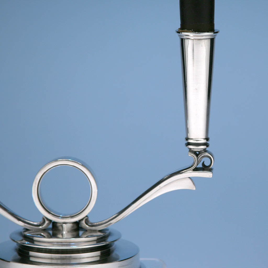 Detail of Georg Jensen Pair of Sterling Silver 2-light Art-deco Candelabra, 1945-1977, designed by Harald Nielsen c. 1930