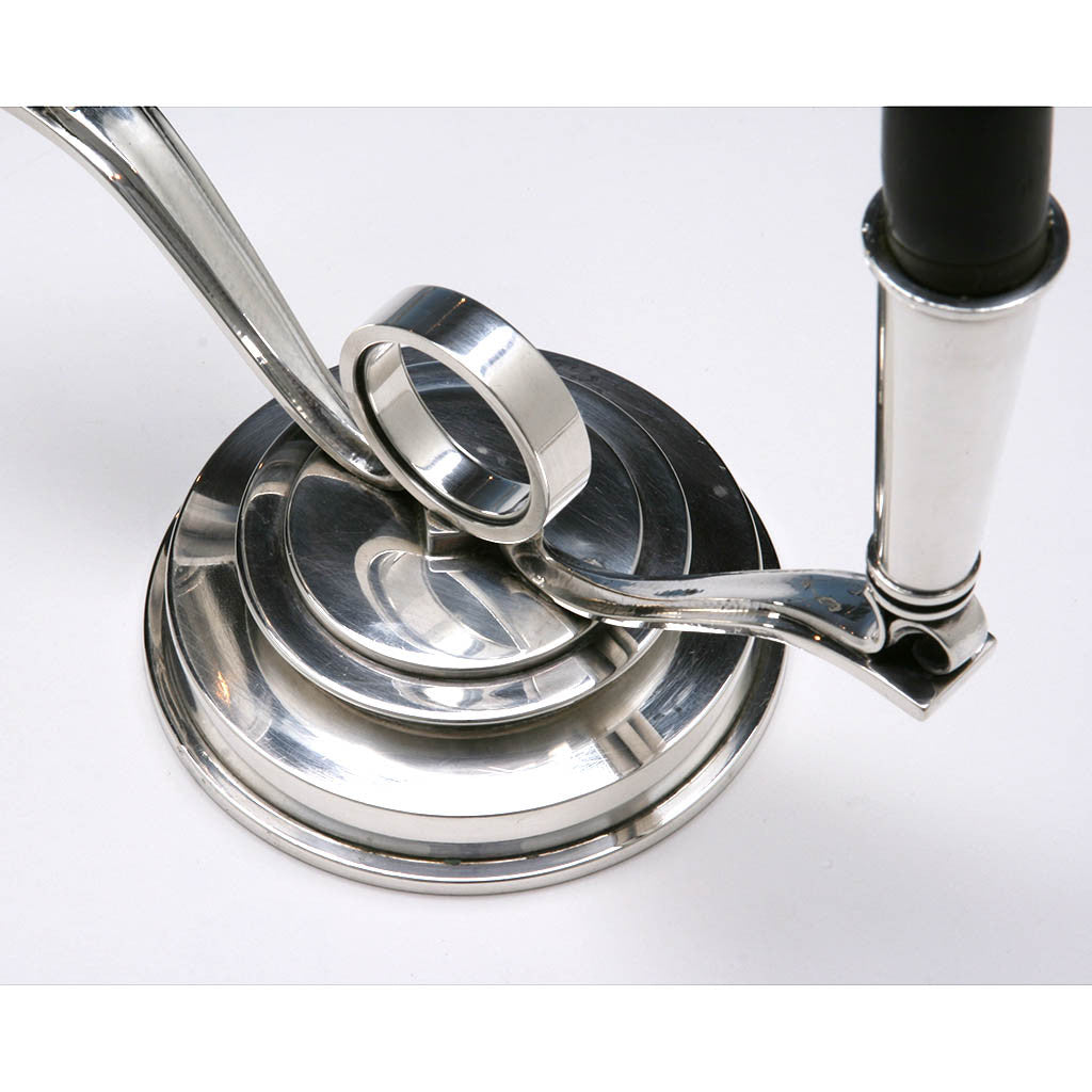 Top view of Georg Jensen Pair of Sterling Silver 2-light Art-deco Candelabra, 1945-1977, designed by Harald Nielsen c. 1930