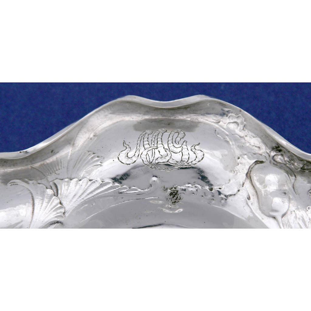 Tray detail of Gorham Martelé Silver Sauce Boat and Tray with Ladle, Providence, RI, 1905