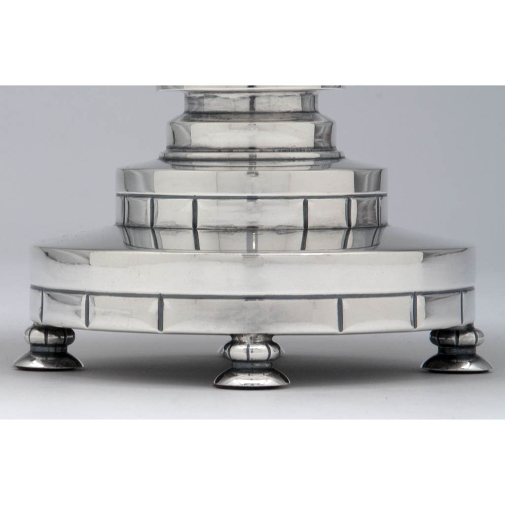 Base detail of Erik Magnussen Designed for Gorham &#39;Modern American&#39; Art Deco Sterling Silver Centerpiece Bowl, Providence, RI, 1928