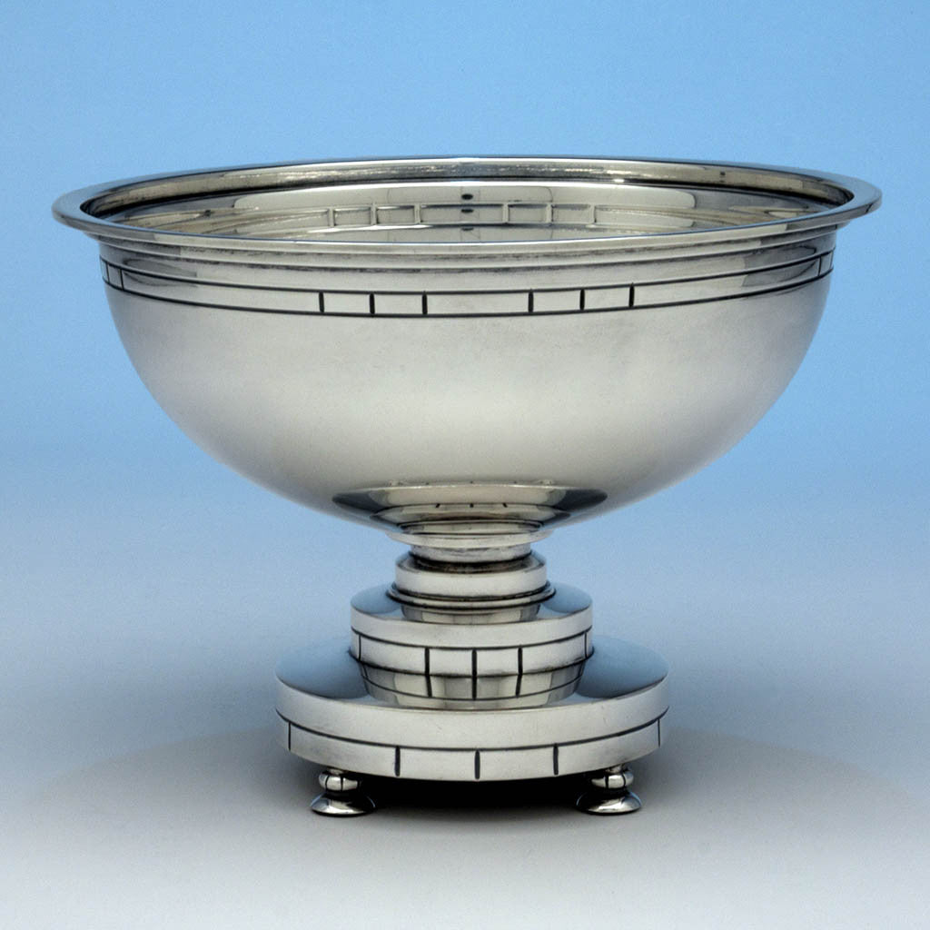 Erik Magnussen Designed for Gorham 'Modern American' Art Deco Sterling Silver Centerpiece Bowl, Providence, RI, 1928