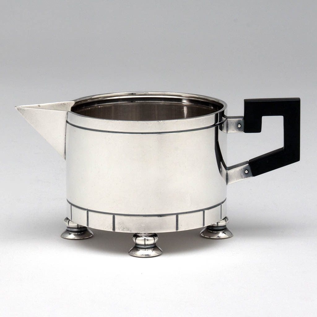 Creamer to Erik Magnussen for Gorham &#39;Modern American&#39; Sterling Silver Creamer, Sugar &amp; Tray, Providence, RI, 1928