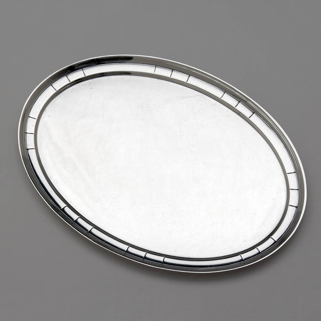 Tray to Erik Magnussen for Gorham &#39;Modern American&#39; Sterling Silver Creamer, Sugar &amp; Tray, Providence, RI, 1928