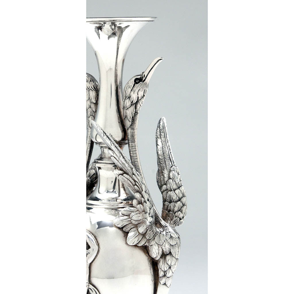 Detail of Eaton, Gordon &amp; Bogert 950 Silver Antique Figural Vase, Newburgh, NY, 1856-60, probably retailed by Ball, Black &amp; Co.