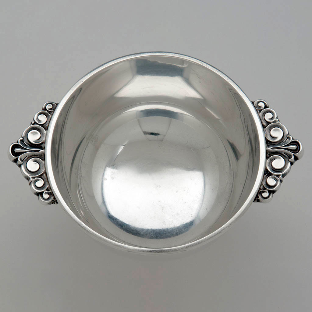 Sugar bowl of International Silver Company &#39;Northern Lights&#39; Sterling Silver Demitasse Coffee Set designed by Alfred Kintz, c. 1946