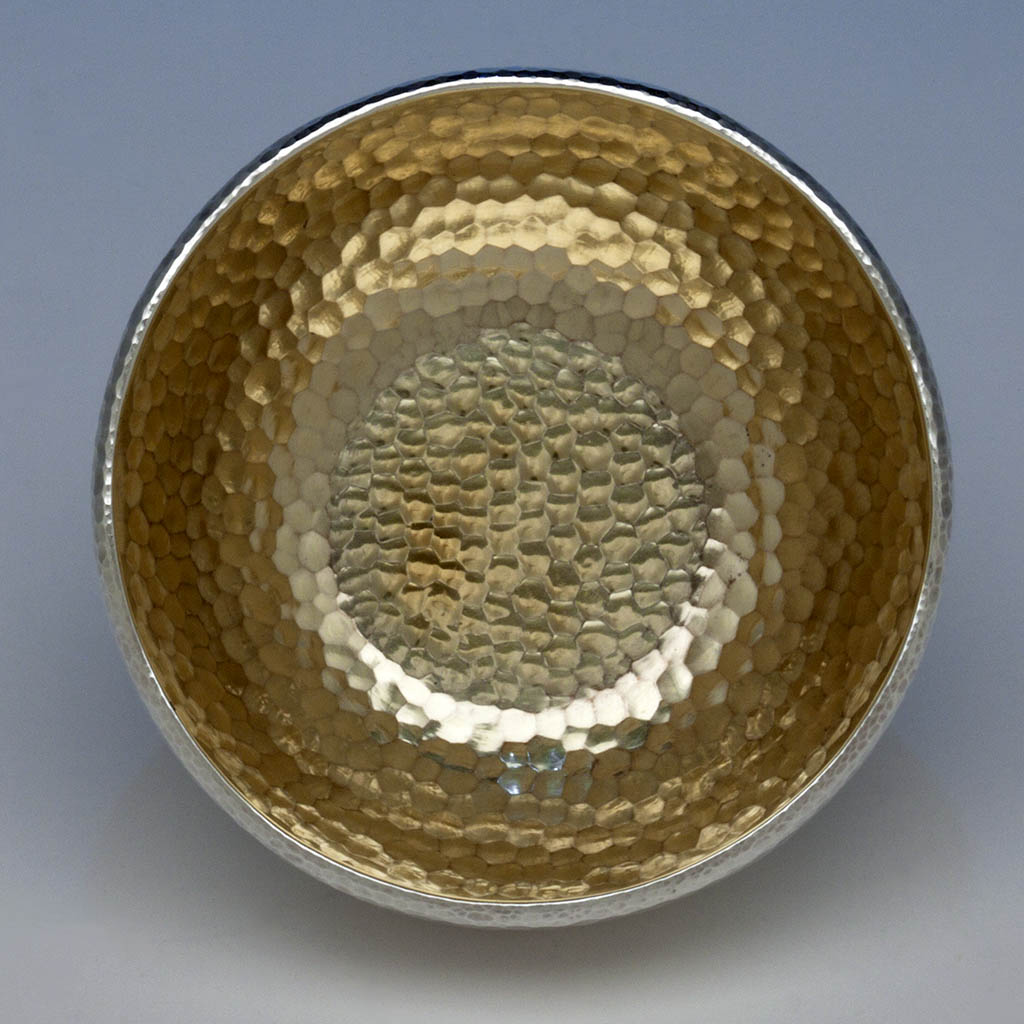  Interior view of Tiffany &amp; Co. Antique Sterling Silver Aesthetic Movement Spot Hammered Bowl, c. 1889