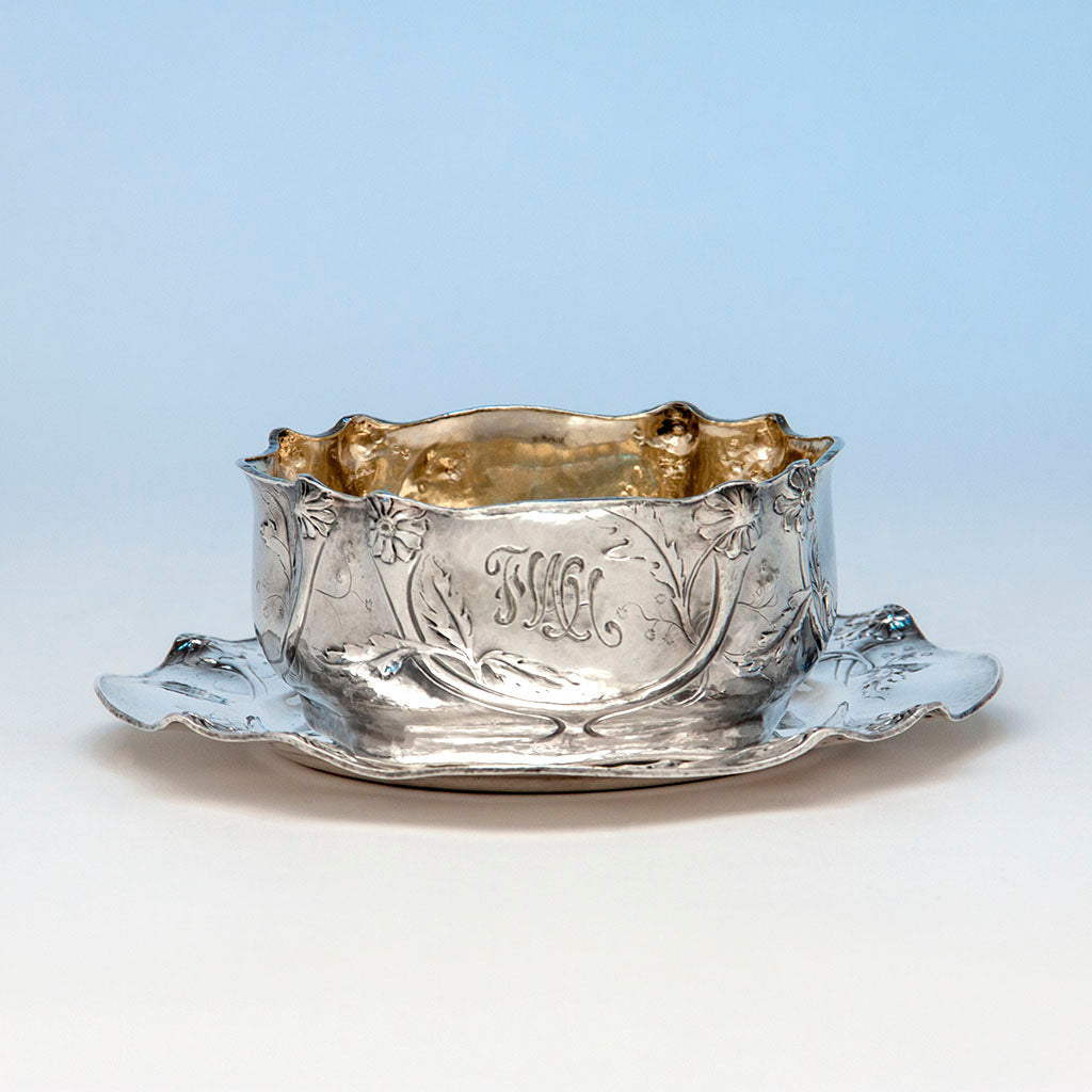 Gorham Martelé Antique Silver Child's Bowl and Plate, Providence, RI, 1907