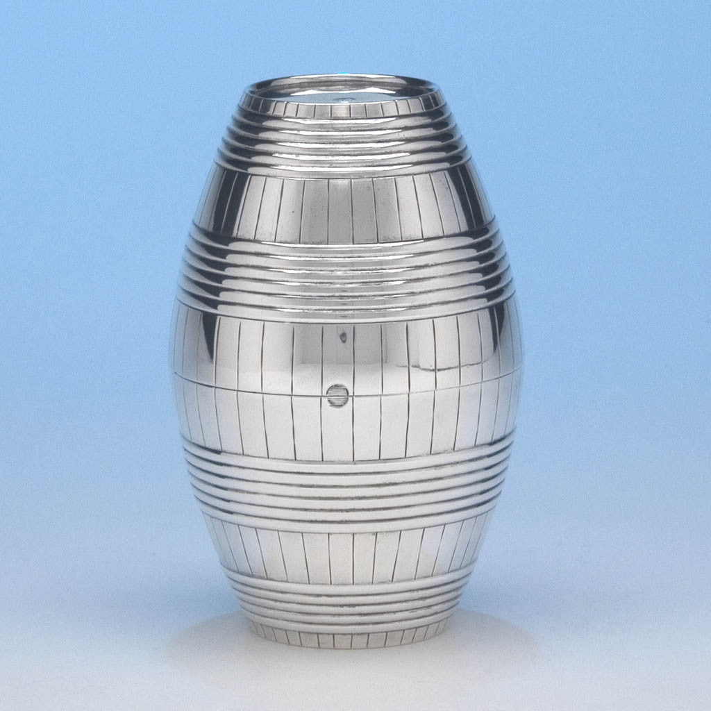 John Lambe English Sterling Silver Barrel-Form Double Beaker, London 1782/83
