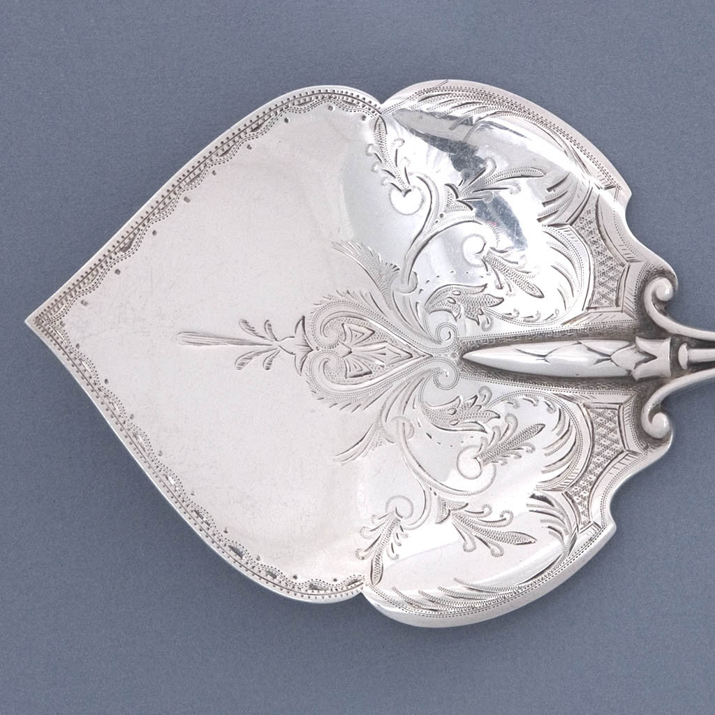Blade detail Gorham &#39;Olive Branch&#39; Pattern Sterling Silver Waffle Server, c. 1868