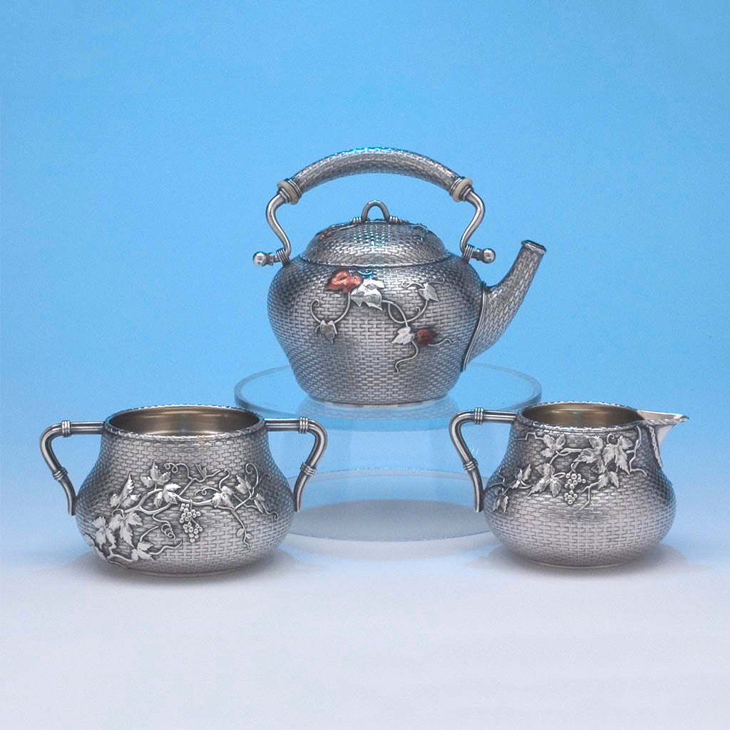 Whiting - The Bowers/ Taft Family Aesthetic Movement Sterling Silver and Mixed-Metal Tête-à-tête Tea Service, c. 1887
