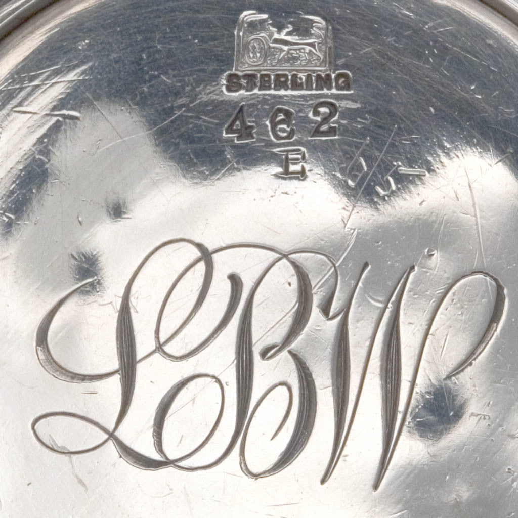 Marks and monogram on Whiting - The Bowers/ Taft Family Aesthetic Movement Sterling Silver and Mixed-Metal Tête-à-tête Tea Service, c. 1887