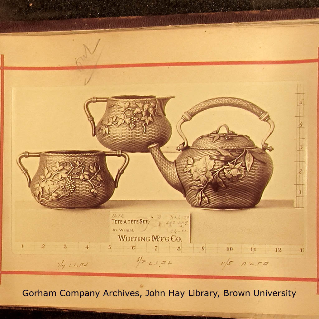 Archjival image Whiting - The Bowers/ Taft Family Aesthetic Movement Sterling Silver and Mixed-Metal Tête-à-tête Tea Service, c. 1887