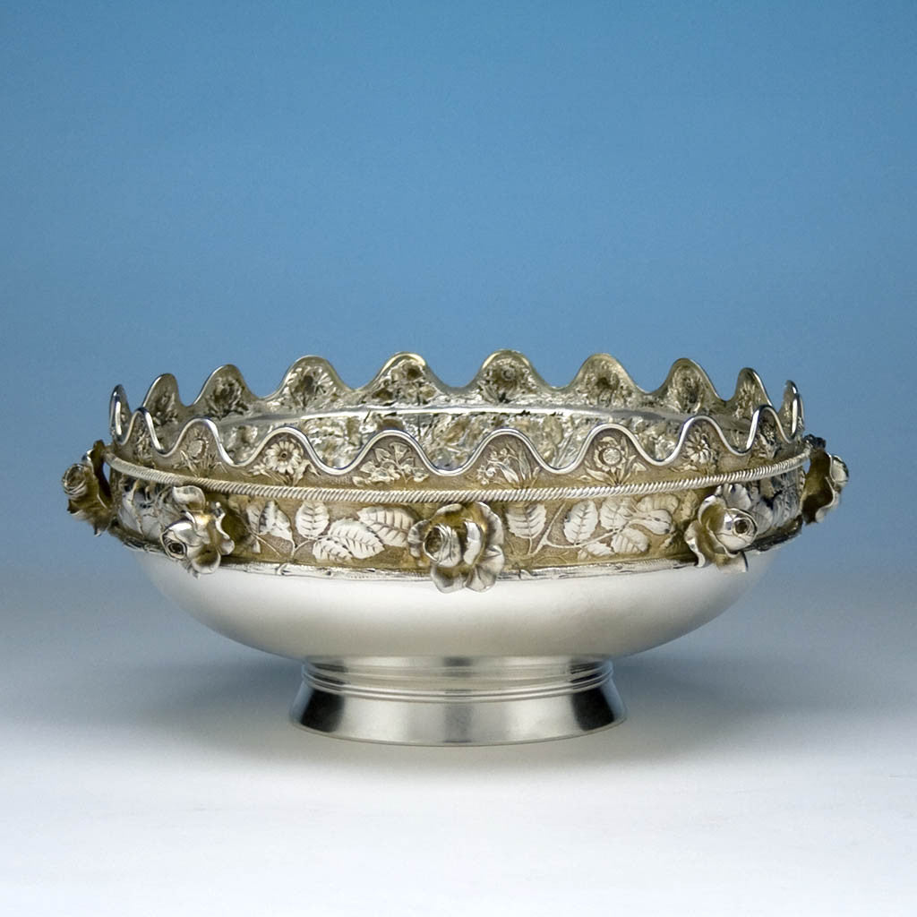 Gorham &#39;Eglantine&#39; Pattern Antique Sterling Silver &#39;Montieth&#39; Style Centerpiece Bowl, Providence, RI, 1880 