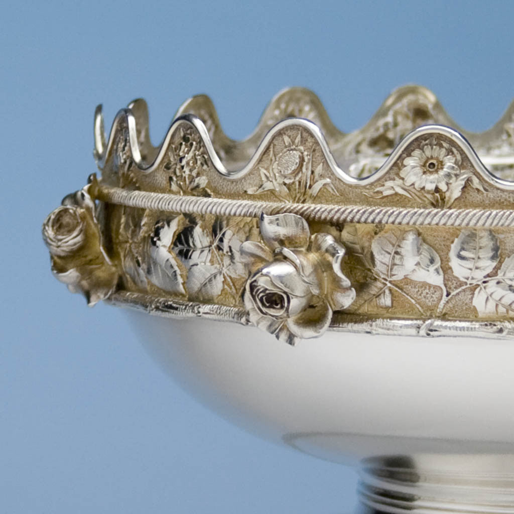 Detail of Gorham &#39;Eglantine&#39; Pattern Antique Sterling Silver &#39;Montieth&#39; Style Centerpiece Bowl, Providence, RI, 1880 
