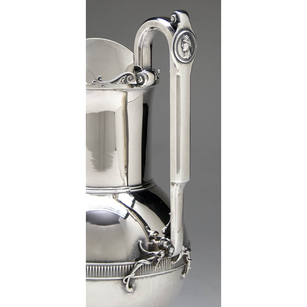 Handle of Gorham &#39;Medallion&#39; Antique Coin Silver Water Pitcher, Providence, RI, 1861-67 