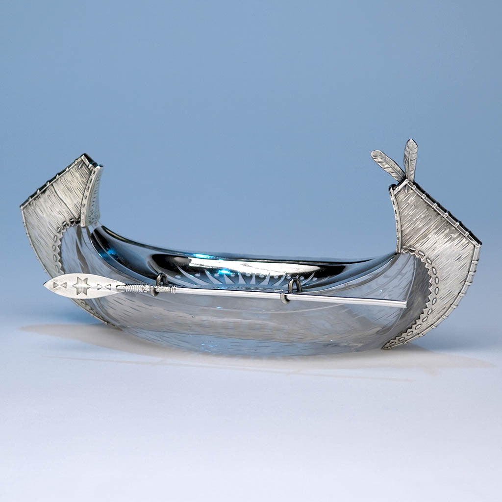 Liner to American Aesthetic Movement Sterling and Glass Canoe Form Butter Dish, c. 1880&#39;s
