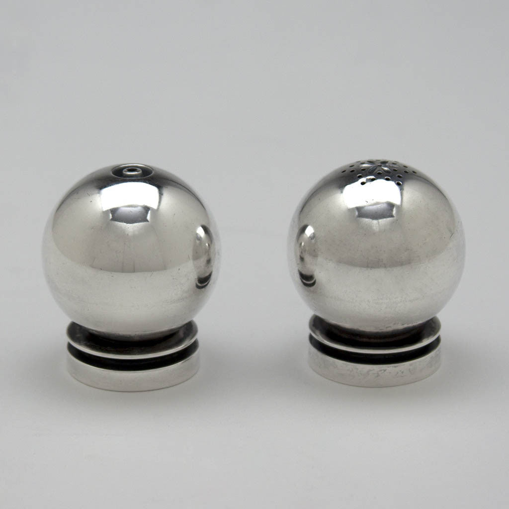 Georg Jensen 'Pyramid' Pattern Sterling Silver Salt & Pepper Shakers, 1945-51