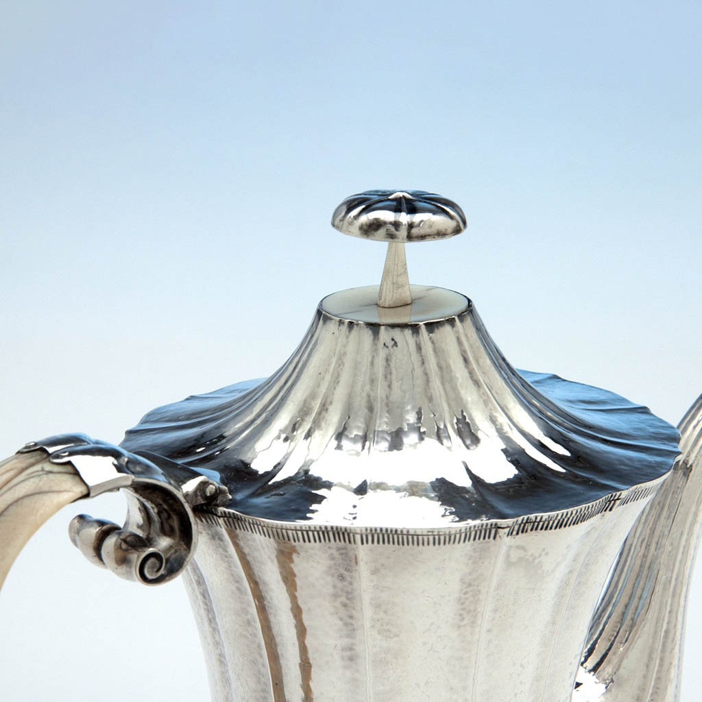 Lid detail of the  Coffee pot of Josef Hoffmann/ Wiener Werkstätte Silver Coffee Service , Vienna, Austria - 1925