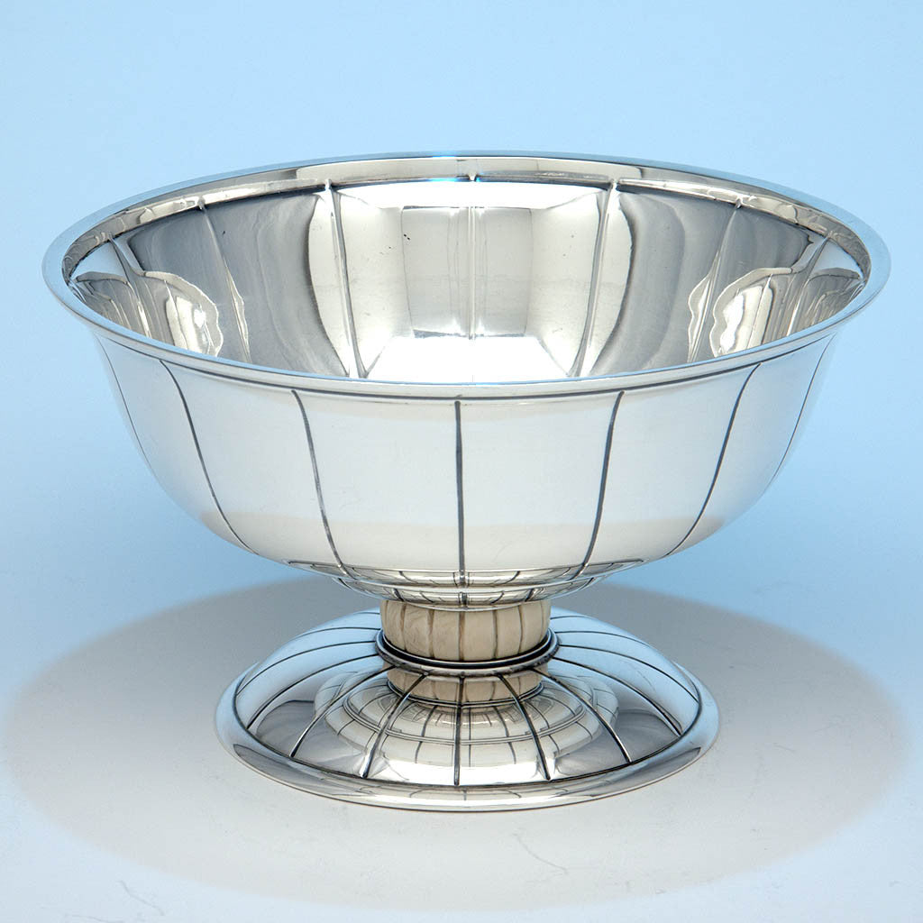 Erik Magnussen for Gorham Sterling Silver &amp; Ivory Art Deco Centerpiece Bowl, Providence, 1928/29