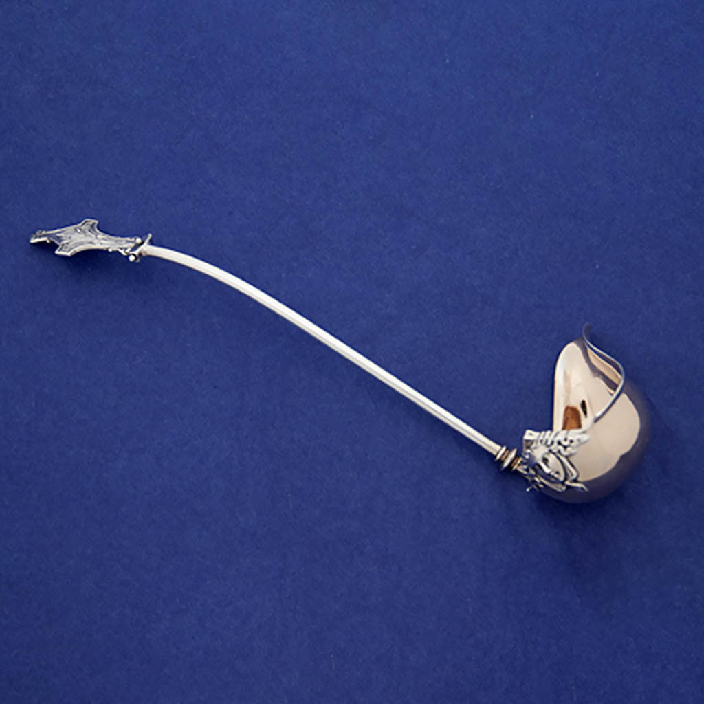 Whiting (attr) Cattail Design Antique Sterling Silver Sauce Ladle, c. 1865