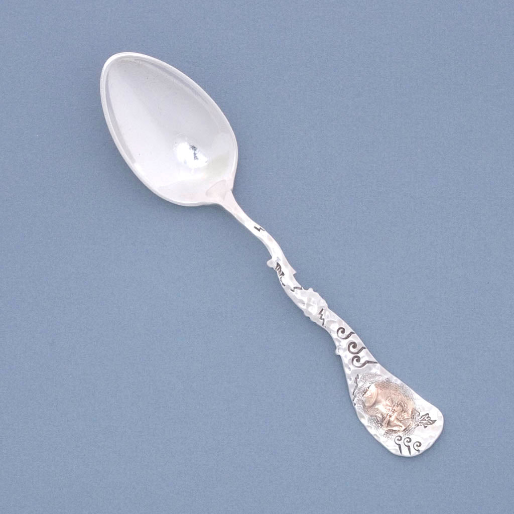 Shiebler ‘Homeric’ (Medallion) Pattern Sterling Silver/14k Gold Tea Spoon, c. 1880’s