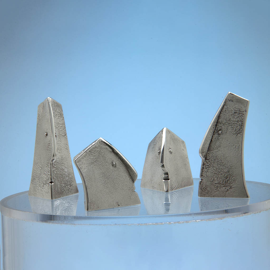 Two Pair of Modern English Sterling Silver Figural Salt and Pepper Shakers, Iain David Young, London, 1991