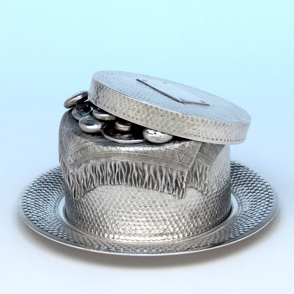 Kennard &amp; Jenks/ Kennard &amp; Co. Antique Sterling Silver Tromple L&#39;oeil Cheese Dish &amp; Cover, Boston, 1876-80
