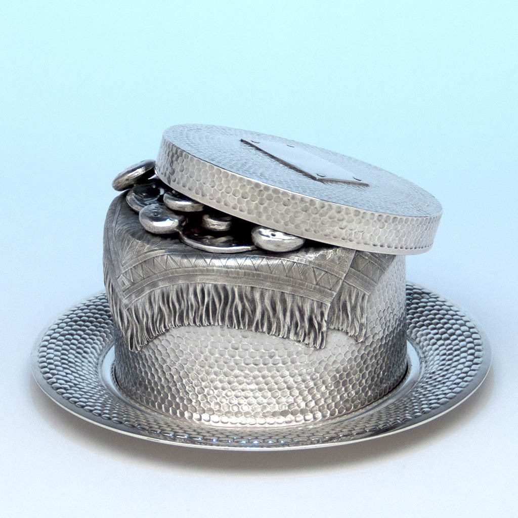 Kennard & Jenks/ Kennard & Co. Antique Sterling Silver Tromple L'oeil Cheese Dish & Cover, Boston, 1876-80