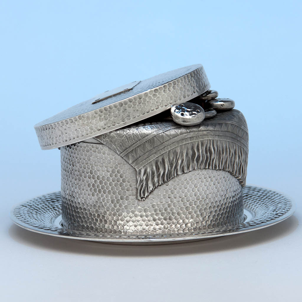 Reverse side of Kennard &amp; Jenks/ Kennard &amp; Co. Antique Sterling Silver Tromple L&#39;oeil Cheese Dish &amp; Cover, Boston, 1876-80