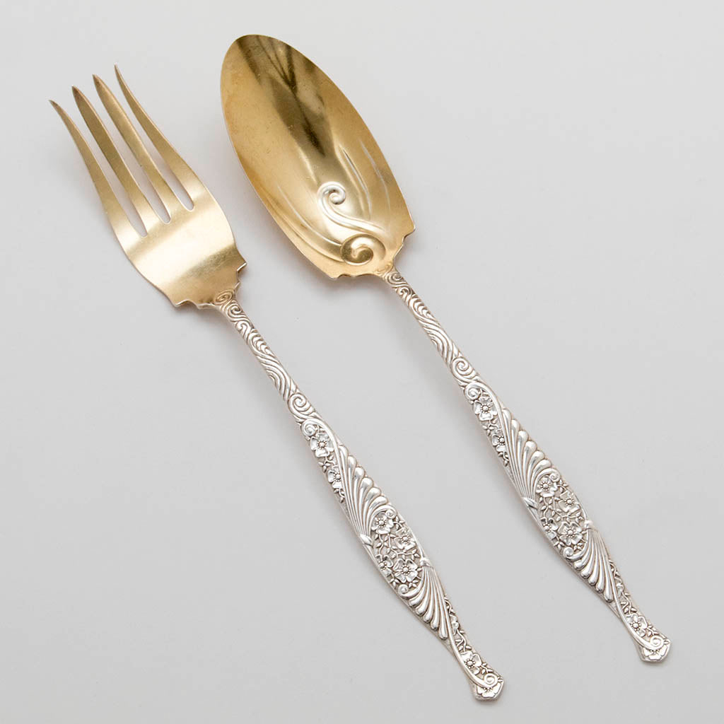 Towle Aesthetic Movement Sterling Salad Set, Newburyport, MA, c. 1885